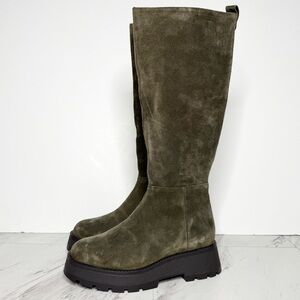 Vince Camuto Nettrio Green Suede Lug Sole Tall Boot 6 1/2 M